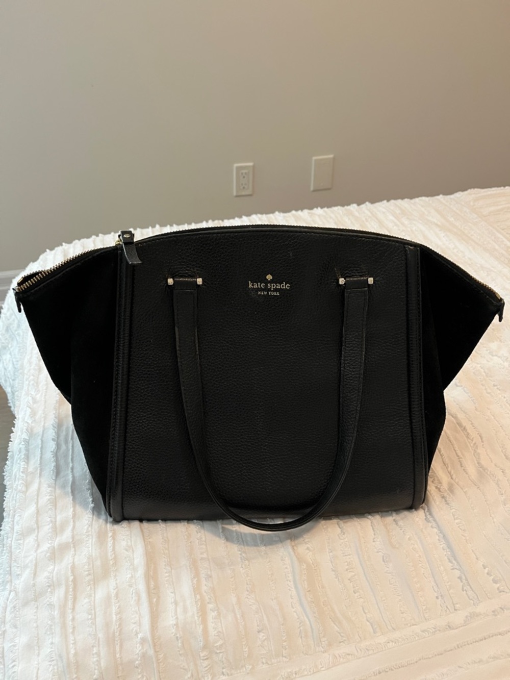 kate spade black pebbled leather tote
